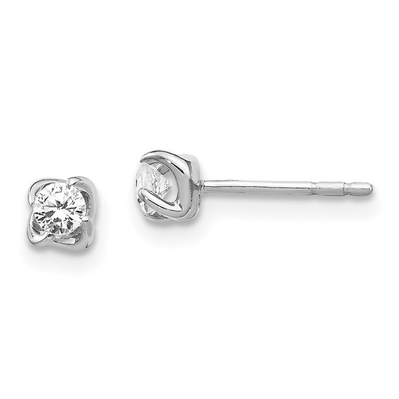 14k White Gold Diamond Post Earrings - Picture 1 of 4